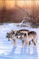loups dans la scène de neige